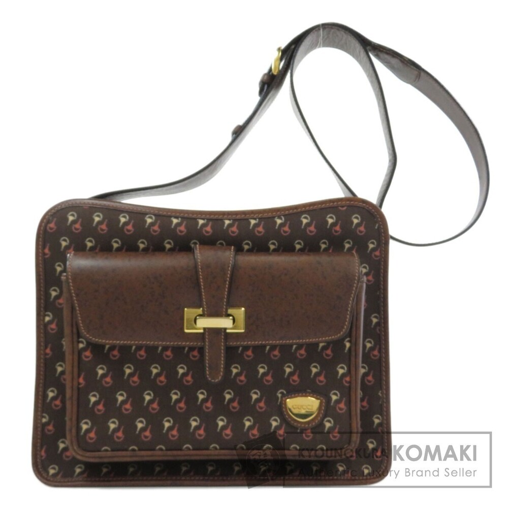 Gucci Saddlery Motif Shoulder Bag Canvas Leather